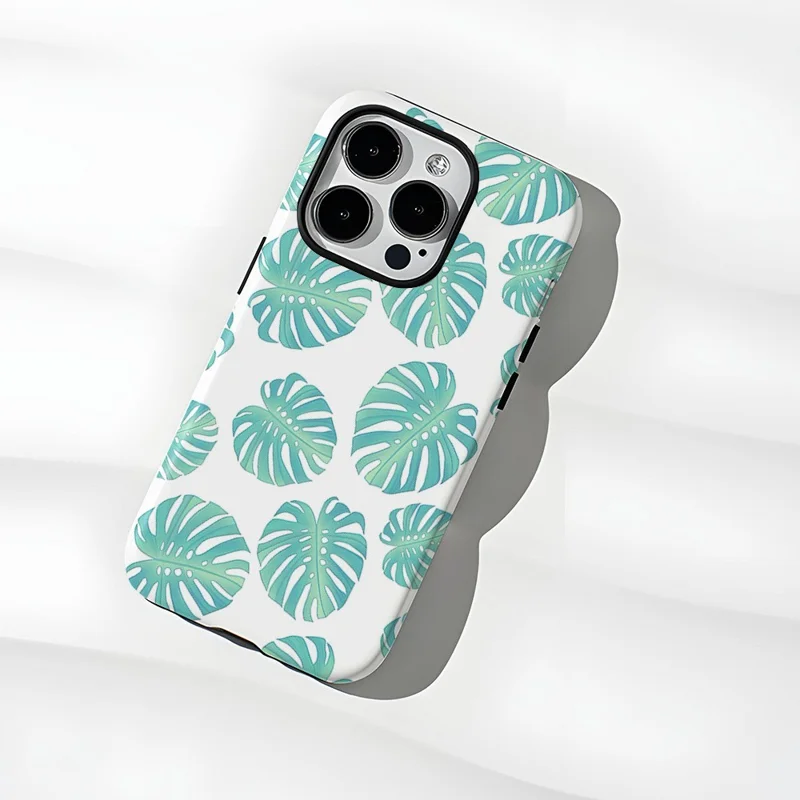 للهاتف iPhone 15 Pro Max غطاء خلفي بتصميم نباتي أنيق ومقاوم للصدمات مصنوع من مادة البولي كربونات والمطاط الحراري - DS99