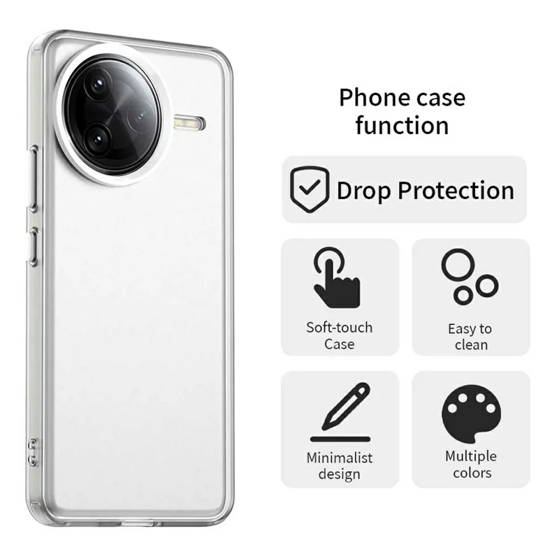 För Xiaomi Poco F7 Ultra 5G / Redmi K80 Pro 5G Skal PC+TPU+PET Matt Anti-fall Telefonbaklås - Vit