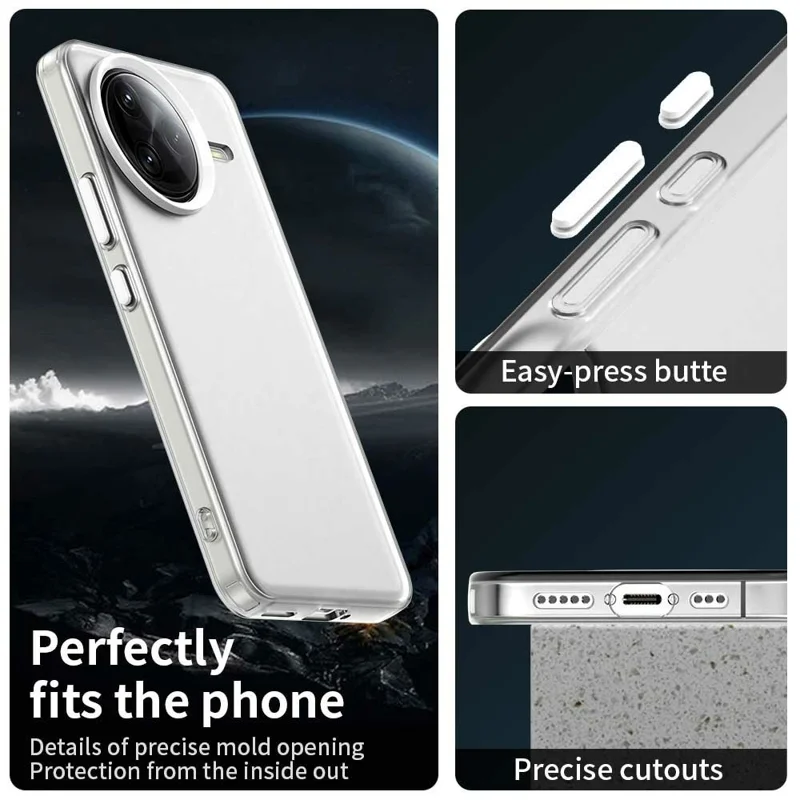 För Xiaomi Poco F7 Ultra 5G / Redmi K80 Pro 5G Skal PC+TPU+PET Matt Anti-fall Telefonbaklås - Vit