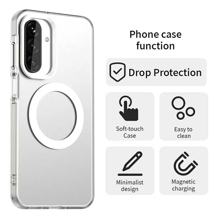 Custodia per Samsung Galaxy A26 5G compatibile con MagSafe, cover posteriore ibrida anti-caduta - Bianco