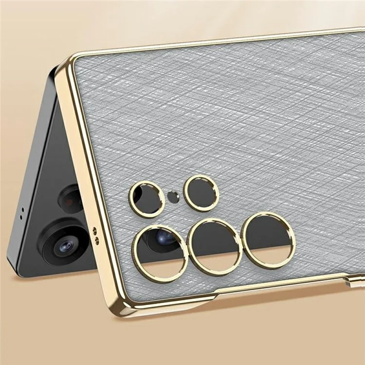 Coque pour Samsung Galaxy S23 Ultra GKK en PC plaqué et PU avec support - Noir