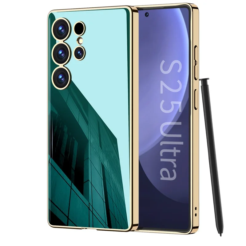 GKK For Samsung Galaxy S25 Ultra Case Electroplating Tempered Glass + PC + TPU Phone Back Cover - Green