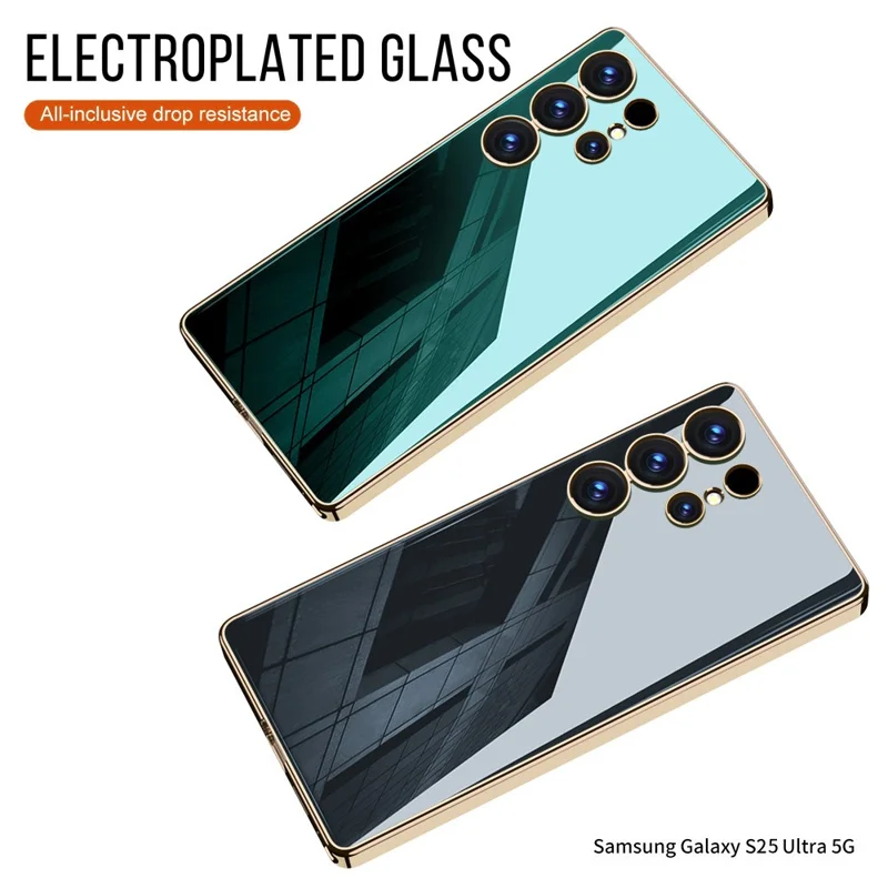 GKK For Samsung Galaxy S25 Ultra Case Electroplating Tempered Glass + PC + TPU Phone Back Cover - Green