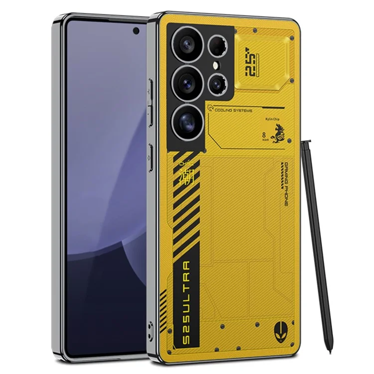 GKK For Samsung Galaxy S25 Ultra Case PC+TPU Protective Phone Cover AG Phantom Design - Yellow