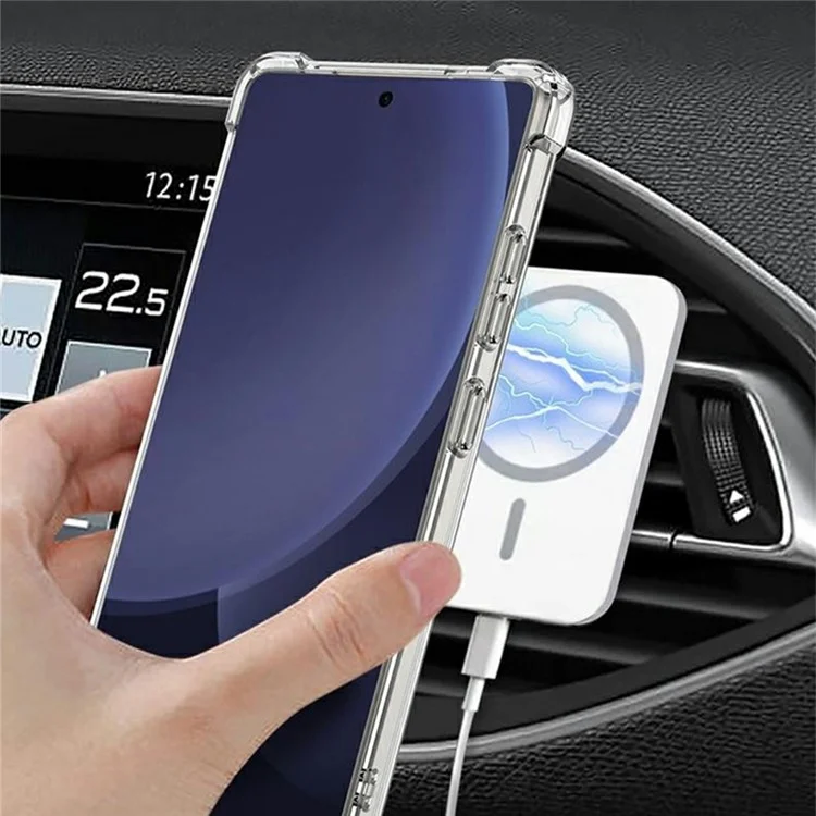 GKK For Samsung Galaxy S25 Ultra Magnetic Case Airbag Shockproof TPU + PC Kickstand Phone Back Cover - Transparent