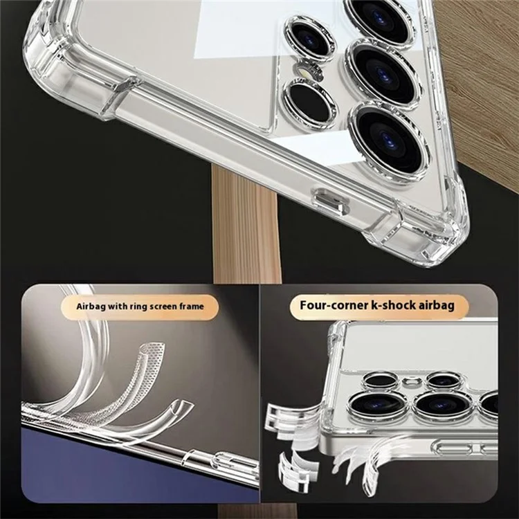 GKK For Samsung Galaxy S25 Ultra Magnetic Case Airbag Shockproof TPU + PC Kickstand Phone Back Cover - Transparent
