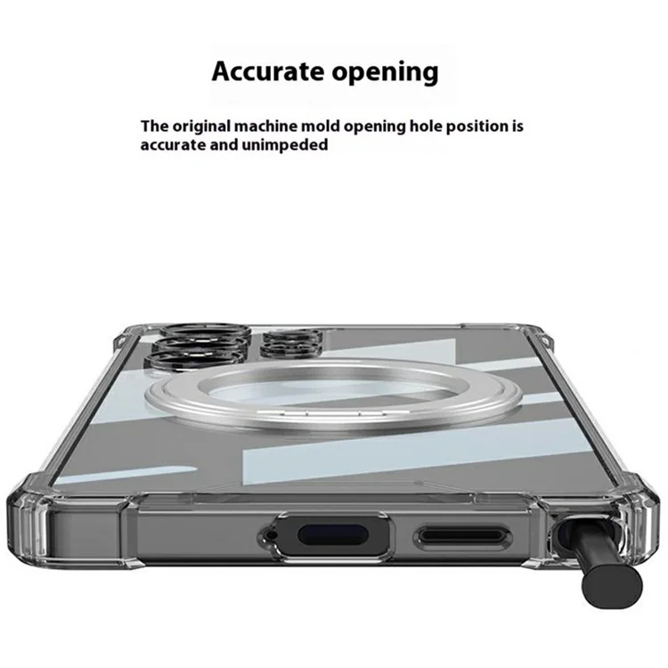 GKK For Samsung Galaxy S25 Ultra Magnetic Case Airbag Shockproof TPU + PC Kickstand Phone Back Cover - Transparent