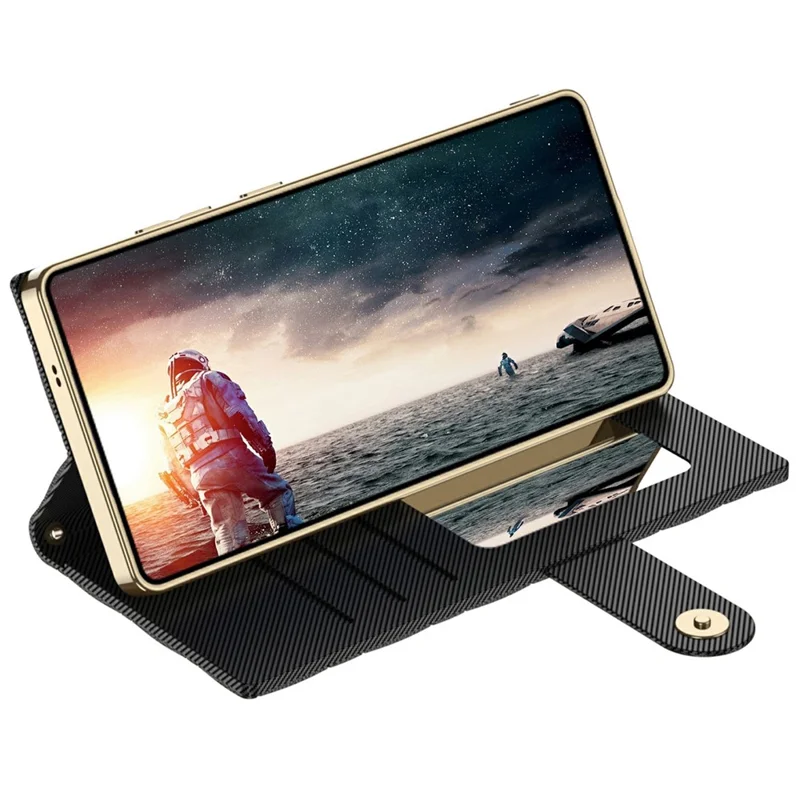 GKK For Samsung Galaxy S25 Ultra Case with Card Holder Mirror Electroplate Leather Flip Cover Rhombus Pattern - Titanium Grey