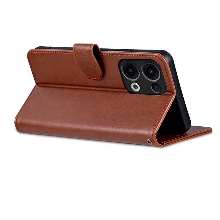AZNS For Oppo Reno13 5G (Global) Case Anti-Scratch PU Leather Stand Wallet Phone Cover - Brown