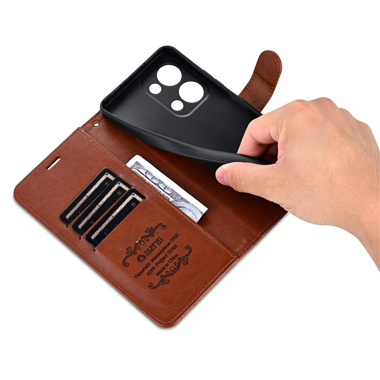 AZNS For Oppo Reno13 5G (Global) Case Anti-Scratch PU Leather Stand Wallet Phone Cover - Brown