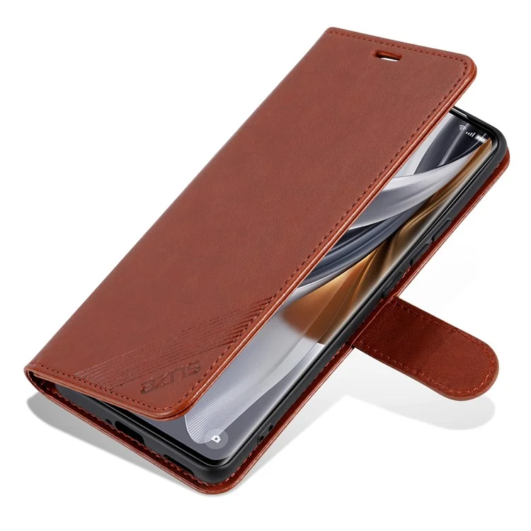 AZNS For Oppo Reno13 5G (Global) Case Anti-Scratch PU Leather Stand Wallet Phone Cover - Brown
