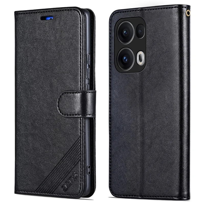 AZNS For Oppo Reno13 Pro 5G Case Anti-Scratch PU Leather Stand Wallet Phone Cover - Black
