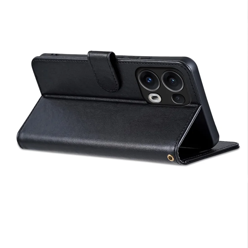 AZNS For Oppo Reno13 Pro 5G Case Anti-Scratch PU Leather Stand Wallet Phone Cover - Black