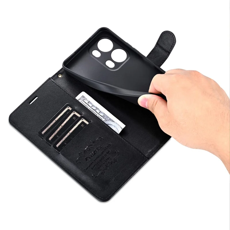 AZNS For Oppo Reno13 Pro 5G Case Anti-Scratch PU Leather Stand Wallet Phone Cover - Black