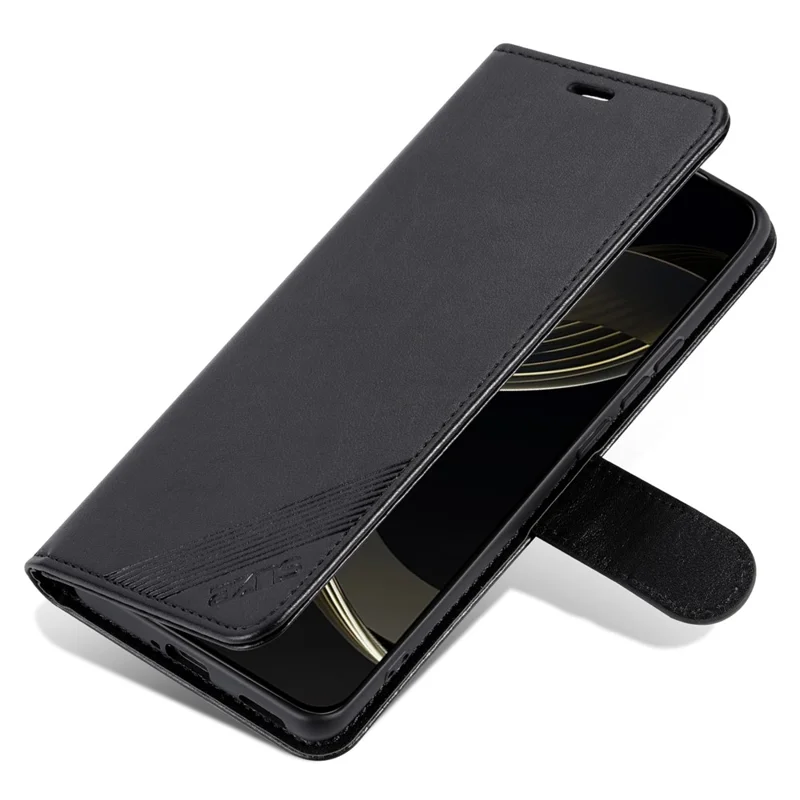 AZNS For Oppo Reno13 Pro 5G Case Anti-Scratch PU Leather Stand Wallet Phone Cover - Black