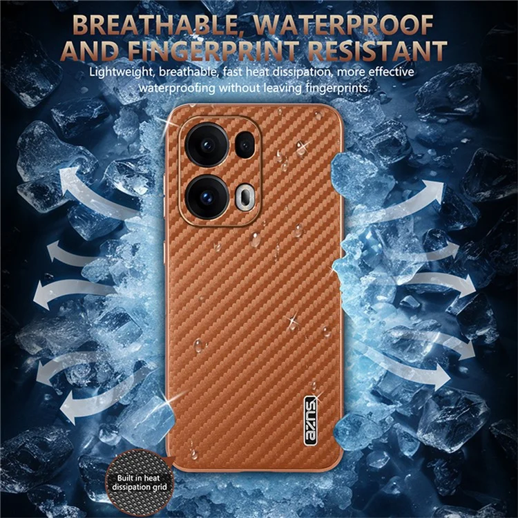 AZNS For Oppo Reno13 Pro 5G Case Electroplating Carbon Fiber Texture PU + TPU Phone Cover - Brown