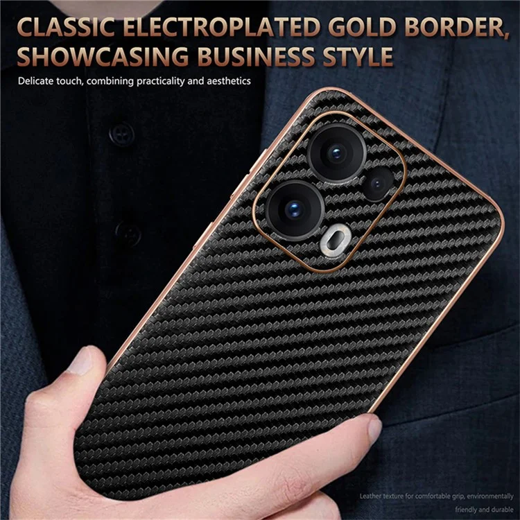 AZNS For Oppo Reno13 Pro 5G Case Electroplating Carbon Fiber Texture PU + TPU Phone Cover - Brown