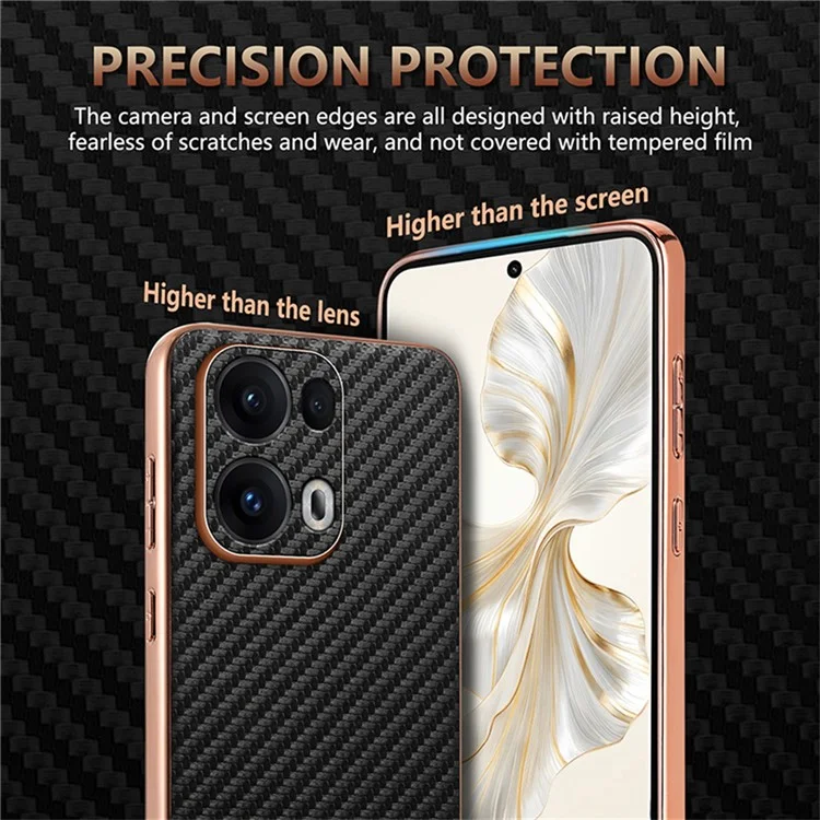 AZNS For Oppo Reno13 Pro 5G Case Electroplating Carbon Fiber Texture PU + TPU Phone Cover - Brown