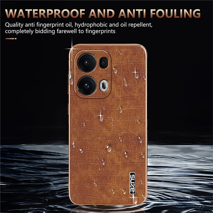 AZNS For Oppo Reno13 Pro 5G Case Electroplating Crocodile Texture PU + TPU Phone Cover - Brown