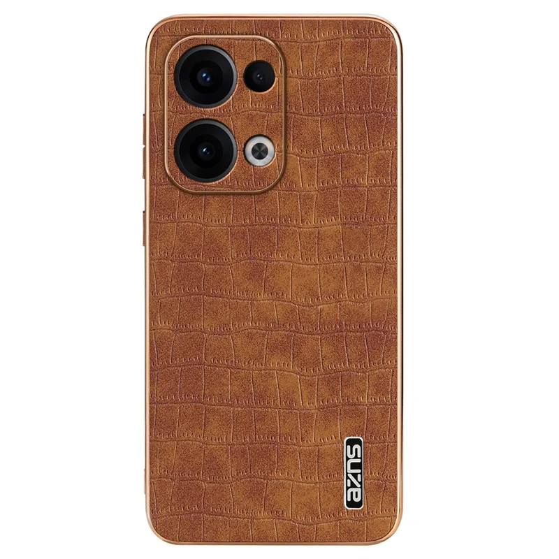 AZNS For Oppo Reno13 5G (Global) Case Electroplating Crocodile Texture PU + TPU Phone Cover - Brown