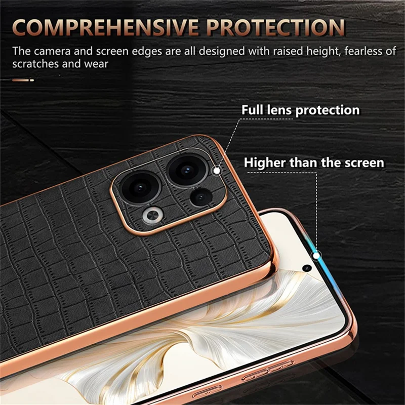 AZNS For Oppo Reno13 5G (Global) Case Electroplating Crocodile Texture PU + TPU Phone Cover - Brown