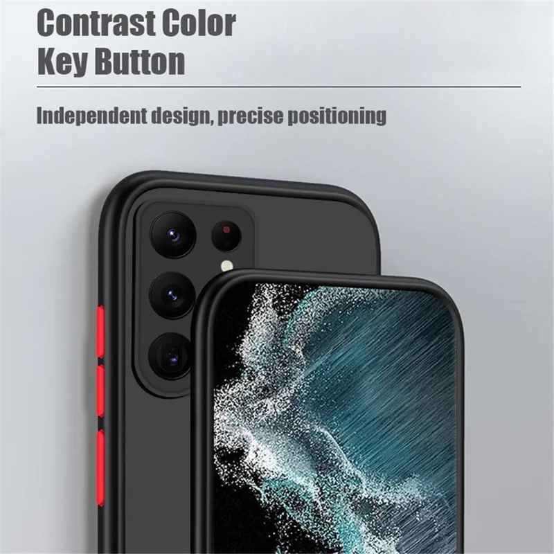 For Samsung Galaxy S24 Ultra Case TPU + PC Matte Anti Drop Phone Back Cover - Black