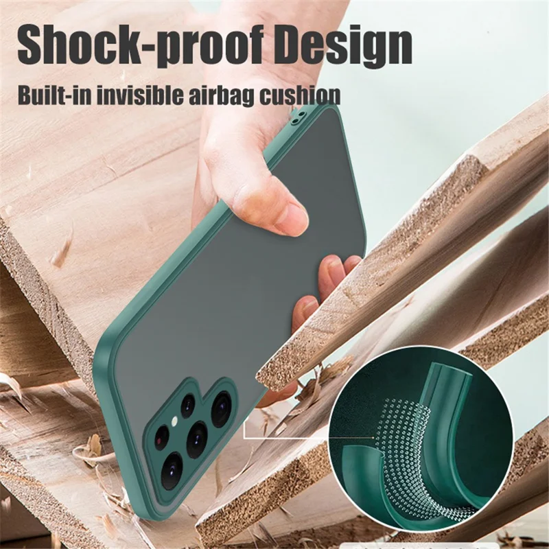 For Samsung Galaxy S24 Ultra Case TPU + PC Matte Anti Drop Phone Back Cover - Black
