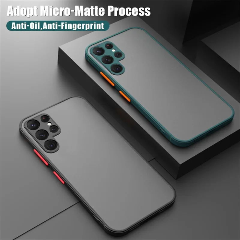 For Samsung Galaxy S24 Ultra Case TPU + PC Matte Anti Drop Phone Back Cover - Black