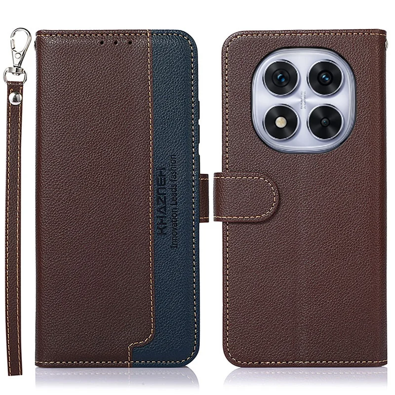 KHAZNEH For Xiaomi Redmi Note 14 Pro 5G / Poco X7 5G Case RFID Blocking Wallet PU Leather Phone Cover - Brown