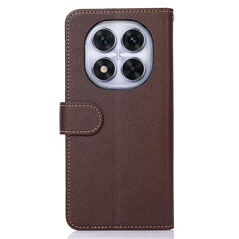 KHAZNEH For Xiaomi Redmi Note 14 Pro 5G / Poco X7 5G Case RFID Blocking Wallet PU Leather Phone Cover - Brown