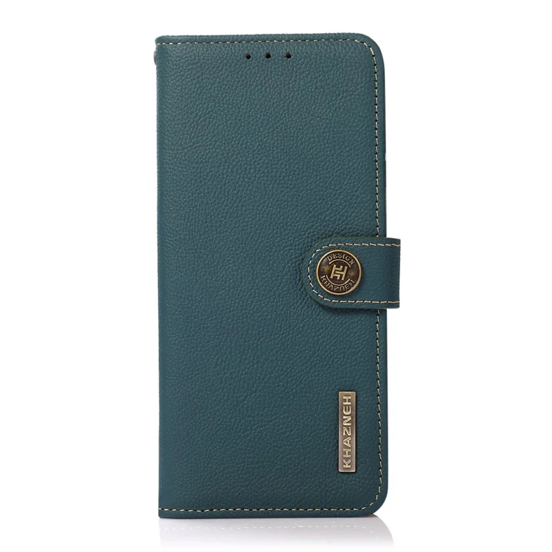 KHAZNEH Wallet Case for Xiaomi Redmi Note 14 Pro 5G / Poco X7 5G Genuine Cow Leather Phone Cover - Green