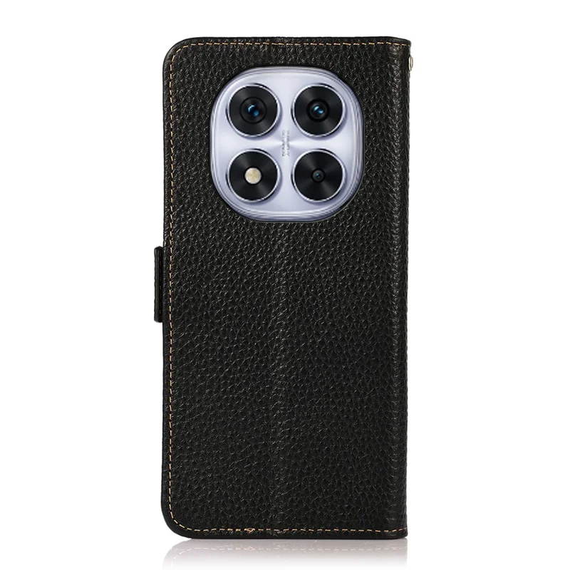 KHAZNEH Phone Case for Xiaomi Redmi Note 14 Pro 5G / Poco X7 5G Genuine Cow Leather Cover RFID Blocking - Black