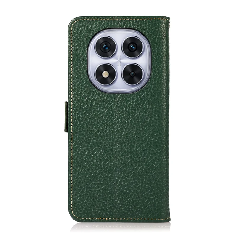 KHAZNEH Phone Case for Xiaomi Redmi Note 14 Pro 5G / Poco X7 5G Genuine Cow Leather Cover RFID Blocking - Green