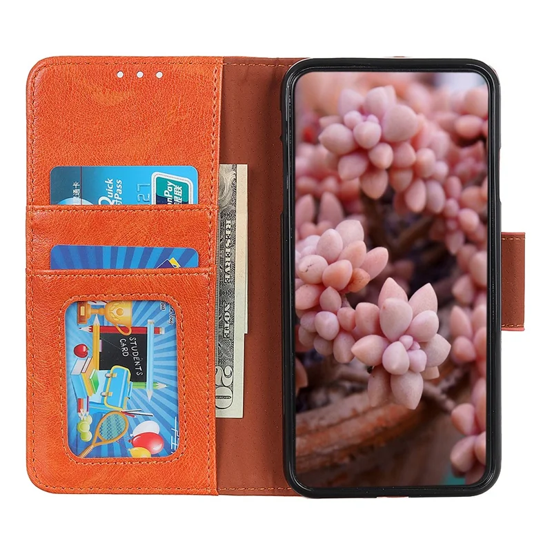 For Xiaomi Redmi Note 14 Pro 4G Case Nappa Texture Split Leather Wallet Phone Cover - Orange