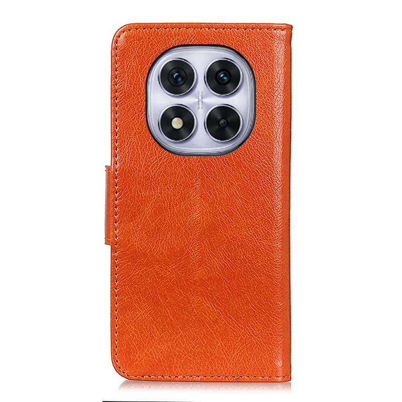 For Xiaomi Redmi Note 14 Pro 4G Case Nappa Texture Split Leather Wallet Phone Cover - Orange