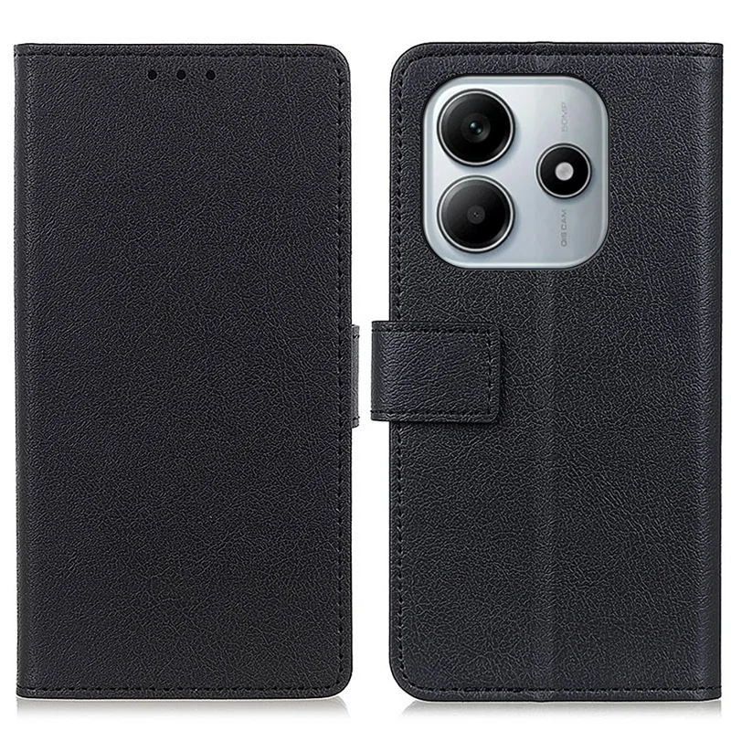 For Xiaomi Redmi Note 14 5G Case PU Leather Stand Wallet Phone Cover - Black