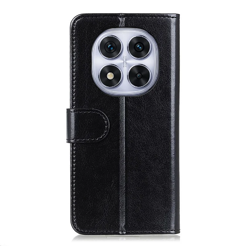 For Xiaomi Redmi Note 14 Pro 4G Case Crazy Horse Texture PU Leather Phone Stand Cover - Black