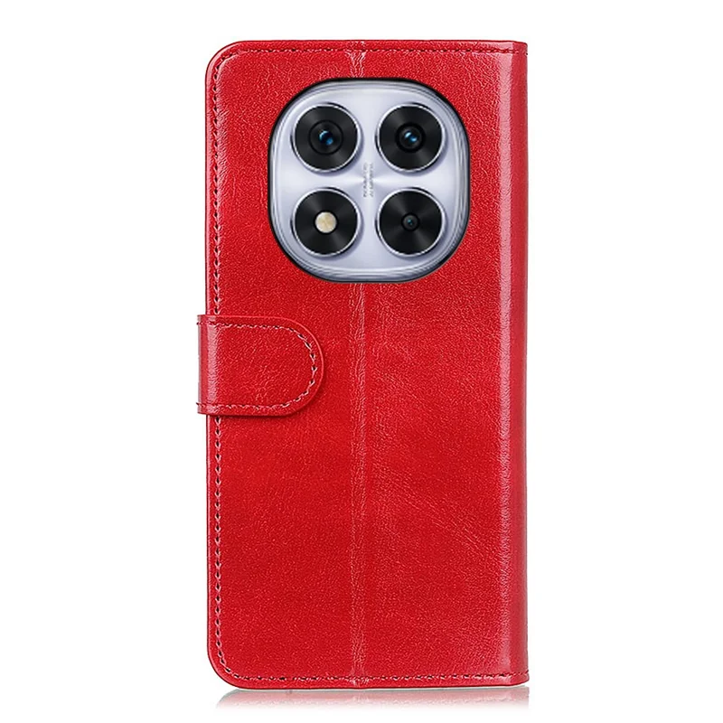 For Xiaomi Redmi Note 14 Pro 4G Case Crazy Horse Texture PU Leather Phone Stand Cover - Red