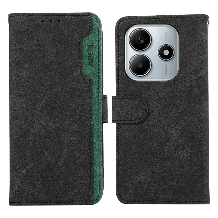 ABEEL Für Xiaomi Redmi Note 14 5G Hülle Farbspritzleder Flip Phone Cover RFID-Blockierung - Schwarz
