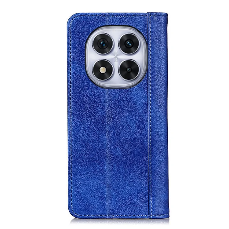 Capa de suporte para Xiaomi Redmi Note 14 Pro 5G - Couro dividido com textura de lichia, Capa carteira de telefone - Azul