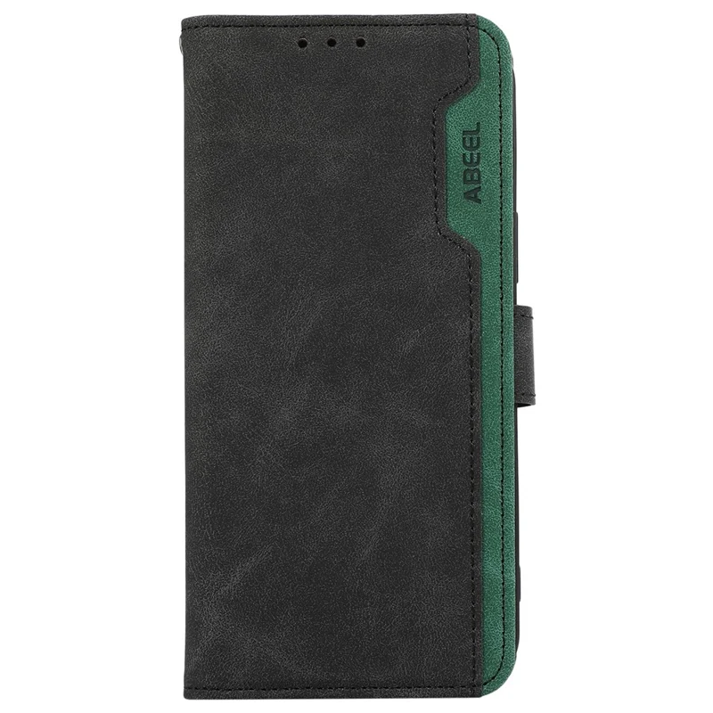 ABEEL Custodia per Xiaomi Redmi Note 14 Pro 5G, rivestimento in pelle a contrasto di colori, copertura flip per telefono con blocco RFID - Nero