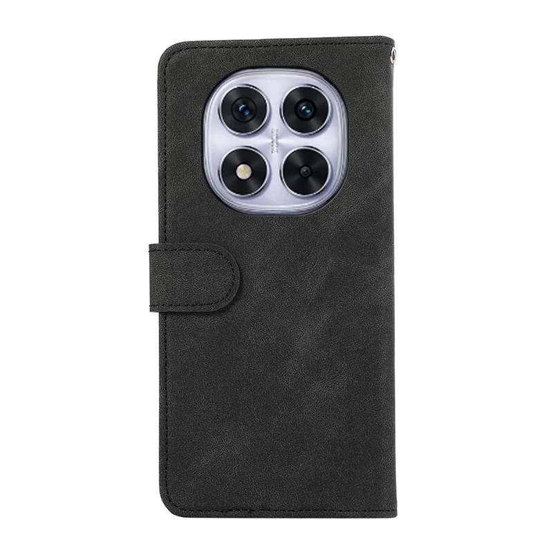 ABEEL Custodia per Xiaomi Redmi Note 14 Pro 5G, rivestimento in pelle a contrasto di colori, copertura flip per telefono con blocco RFID - Nero