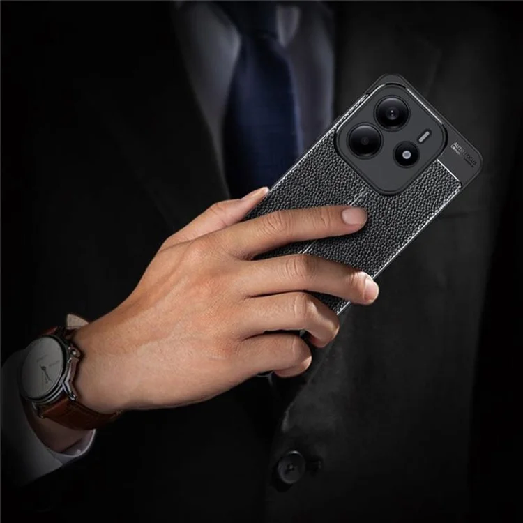 Для Xiaomi Redmi Note 14 4G чехол Litchi Texture TPU гибкий чехол для телефона, черный
