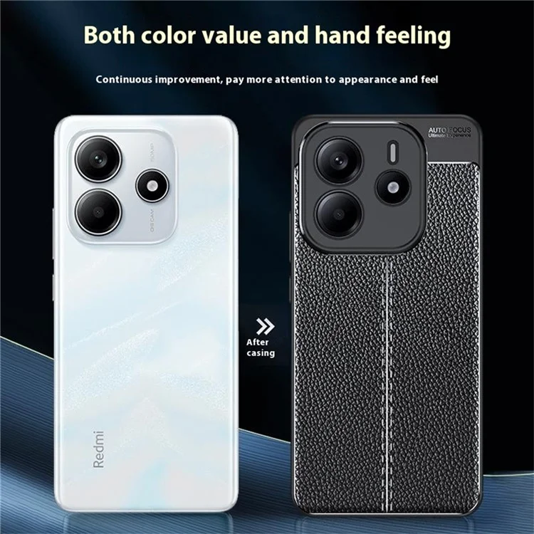 Для Xiaomi Redmi Note 14 4G чехол Litchi Texture TPU гибкий чехол для телефона, черный