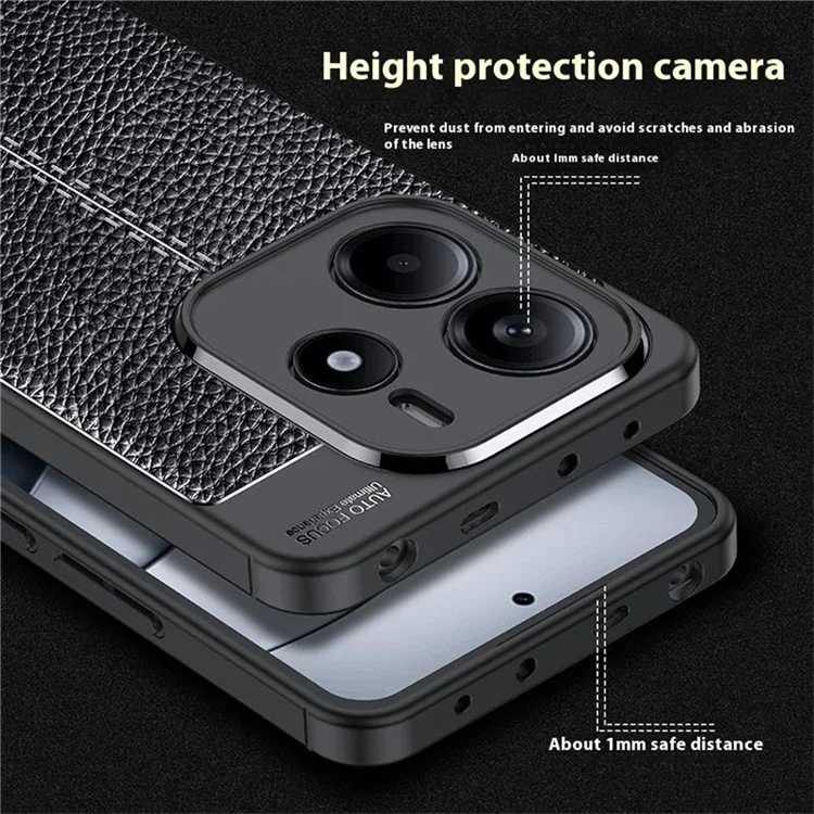 Для Xiaomi Redmi Note 14 4G чехол Litchi Texture TPU гибкий чехол для телефона, черный