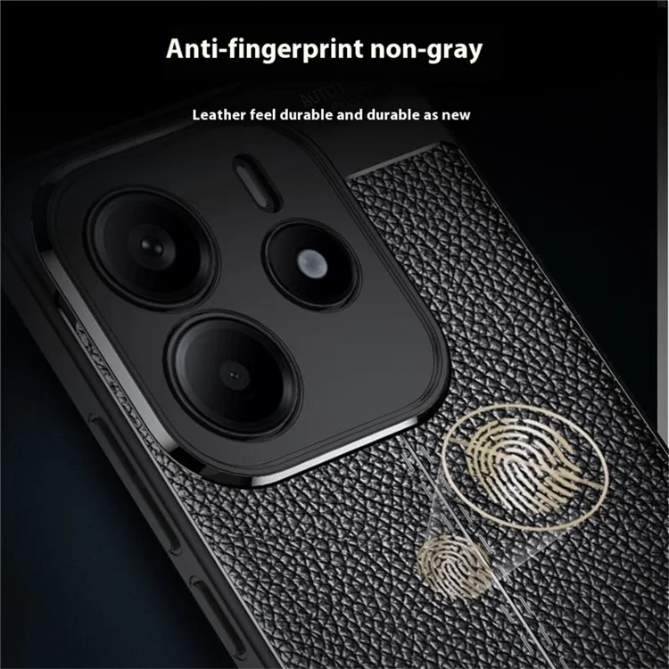 Для Xiaomi Redmi Note 14 4G чехол Litchi Texture TPU гибкий чехол для телефона, черный
