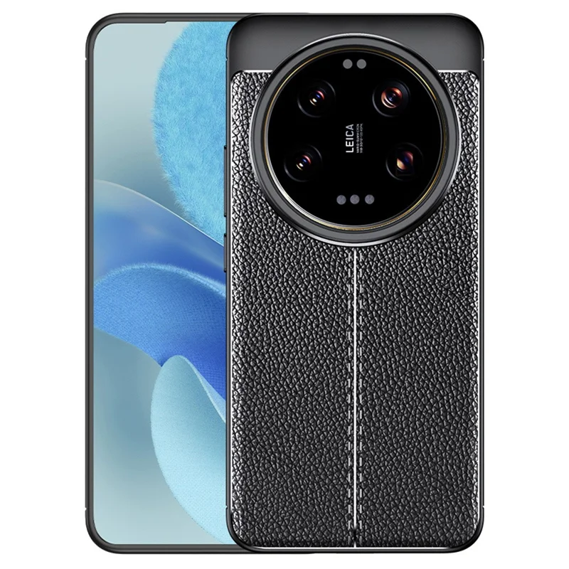 Für Xiaomi 15 Ultra Hülle Litchi Textur TPU flexibler Handycover, Schwarz