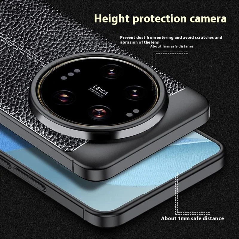 Für Xiaomi 15 Ultra Hülle Litchi Textur TPU flexibler Handycover, Schwarz