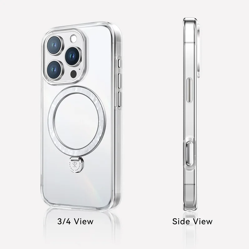 PYNANA PN-15G4 For iPhone 15 Pro Max Kickstand Cover Compatible with MagSafe PC + TPU Case - White