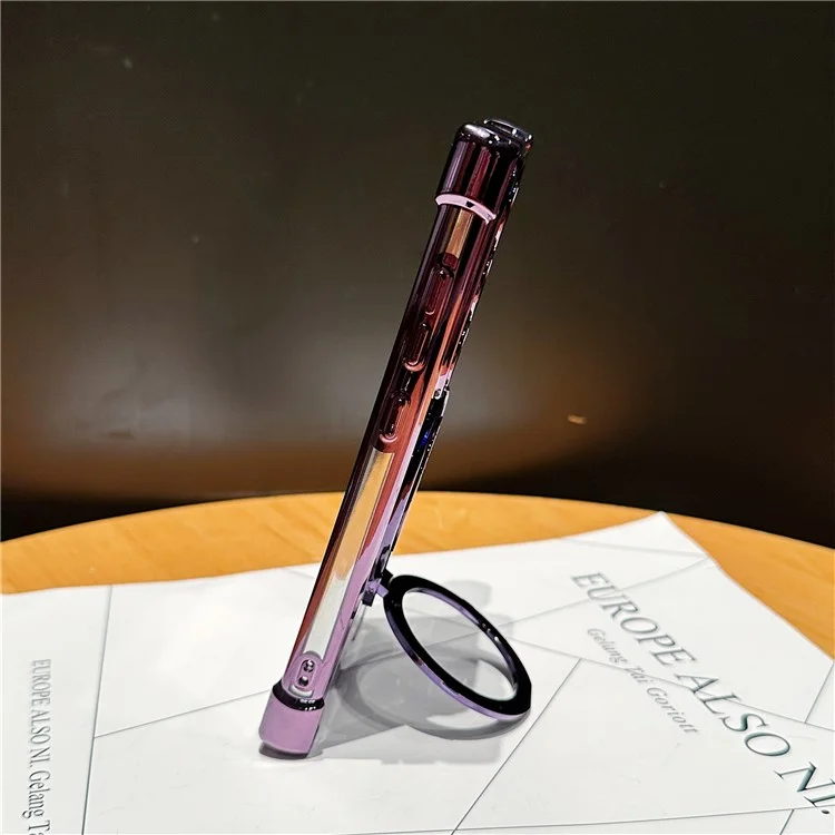 For Samsung Galaxy S25 Ultra Phone Case Gyroscope Kickstand Electroplating TPU PC Mobile Cover - Purple